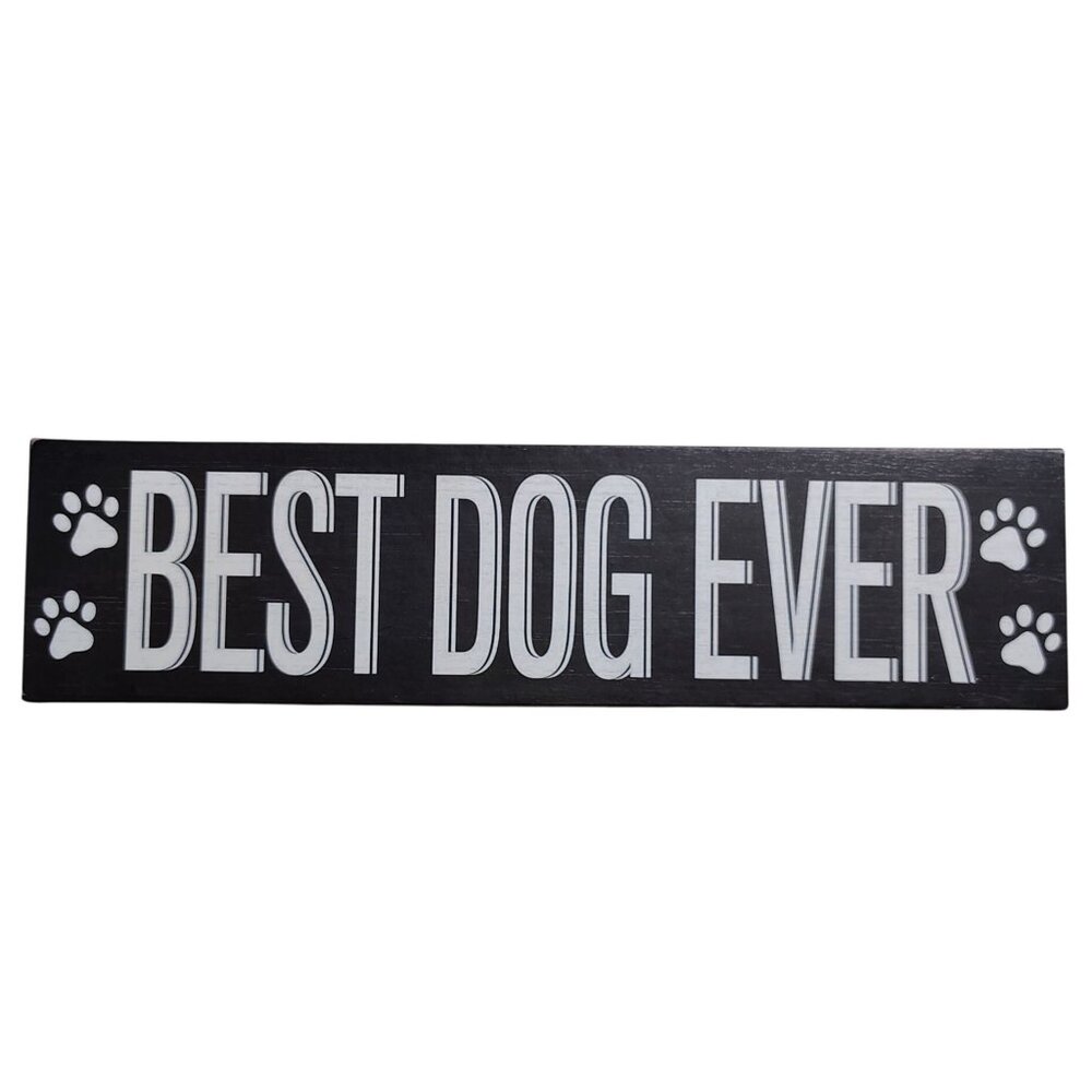 Best Dog Ever Decorative Wooden Box Shelf or Hanging Sign With Paw Prints